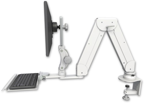 [ELP5216-CT2-KD12] AccessMount™ Elite 5216 short Paralink double arm LCD desk clamp with a 12" keyboard tray