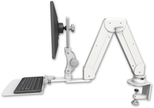 [ELP5216-CT2-KD12F] AccessMount™ Elite 5216 short Paralink double arm LCD desk clamp with a 12" flat keyboard tray