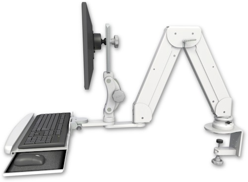 [ELP5216-CT2-KDB] AccessMount™ Elite 5216 short Paralink double arm LCD desk clamp with a wrist-rest keyboard tray