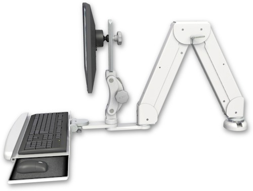 [ELP5216-DT-KDB] AccessMount™ Elite 5216 short Paralink double arm LCD desk mount with a wrist-rest keyboard tray