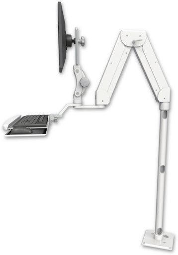 [ELP5216-F8X36-KUB] AccessMount™ Elite 5216 short Paralink double arm LCD with a 36" floor pedestal and a wrist-rest keyboard tray