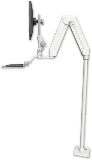 [ELP5216-F8X48-KU12] AccessMount™ Elite 5216 short Paralink double arm LCD with a 48" floor pedestal and a 12" keyboard tray