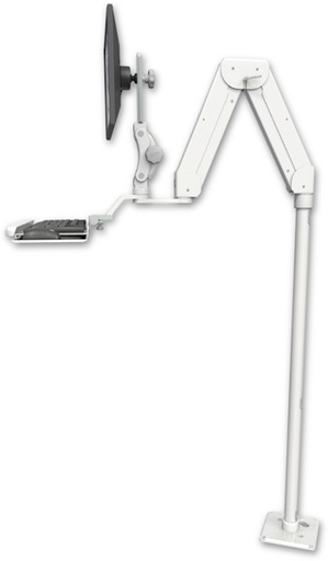 [ELP5216-F8X48-KUB] AccessMount™ Elite 5216 short Paralink double arm LCD with a 48" floor pedestal and a wrist-rest keyboard tray