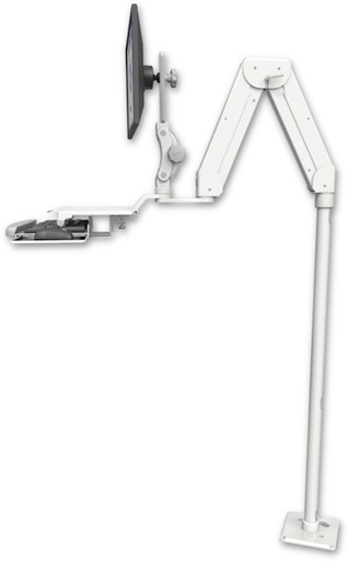 [ELP5216-F8X48-KUS] AccessMount™ Elite 5216 short Paralink double arm LCD with a 48" floor pedestal and a work surface tray and slide-out keyboard tray