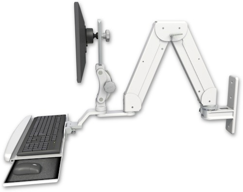 [ELP5216-WT-KUB] AccessMount™ Elite 5216 short Paralink double arm LCD wall mount with a wrist-rest keyboard tray
