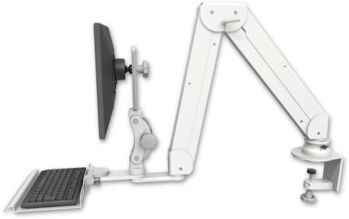 [ELP5220-CT2-KD12] AccessMount™ Elite 5220 Paralink double arm LCD desk clamp with a 12" keyboard tray