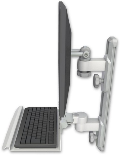 [EV65-T19D-KU12] AccessMount™ ErgoVision 65 LCD mount on a 19" wall track with separate arms and a 12" keyboard tray