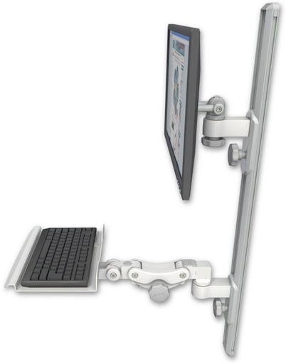 [EV65-T36D-KP12] AccessMount™ ErgoVision 65 LCD mount on a 36" wall track with separate arms and a 12" paralink keyboard tray
