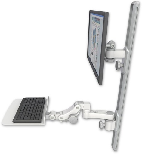 [EV65-T36D-KP12F-AS1] AccessMount™ ErgoVision 65 LCD mount on a 36" wall track with separate arms, a 12" flat paralink keyboard tray, and an 6" arm