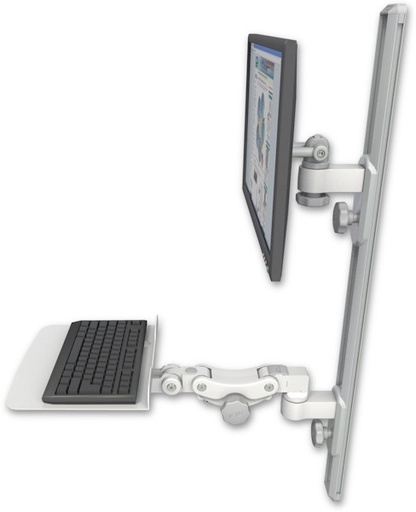[EV65-T36D-KP12F] AccessMount™ ErgoVision 65 LCD mount on a 36" wall track with separate arms and a 12" flat paralink keyboard tray