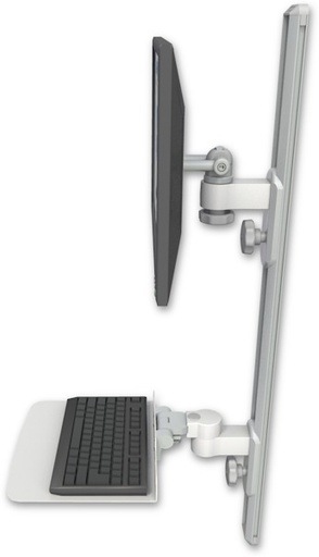 [EV65-T36D-KU12F] AccessMount™ ErgoVision 65 LCD mount on a 36" wall track with separate arms and a 12" flat keyboard tray