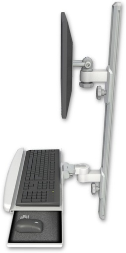 [EV65-T36D-KUB] AccessMount™ ErgoVision 65 LCD mount on a 36" wall track with separate arms and a wrist-rest keyboard tray