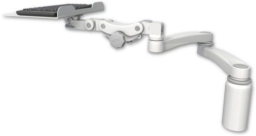 [KP12F-D5-A2] AccessMount™ 12" flat paralink keyboard tray desk mount, a 5" riser, and a 20" double-arm