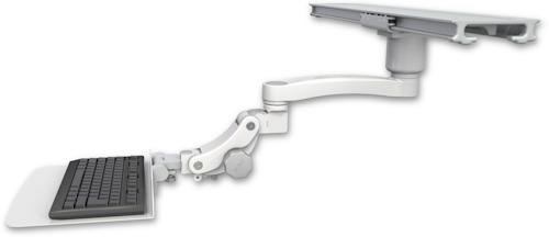 [KP12FI-PS28-D1-A1] AccessMount™ 12" flat paralink keyboard tray mount on a ProSlide 28" track slider, a 1" riser, and an 11" arm