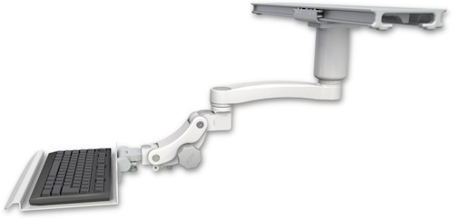 [KP12I-PS28-D3-A1] AccessMount™ 12" paralink keyboard tray mount on a ProSlide 28" track slider, a 3" riser, and an 11" arm