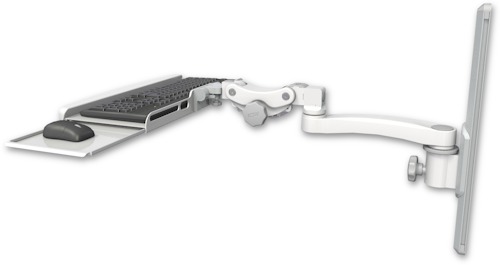[KPB-T19-A1] AccessMount™ Paralink keyboard tray w/ wrist rest bend mount on a 19" wall track slider and an 11" arm