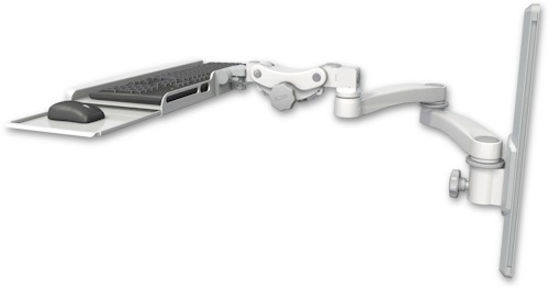[KPB-T19-A2] AccessMount™ Paralink keyboard tray w/ wrist rest bend mount on a 19" wall track slider and a 20" double-arm