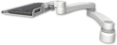 [KU12-D1-A2] AccessMount™ 12" keyboard tray desk mount, a 1" riser, and a 20" double-arm