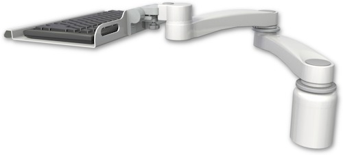 [KU12-D3-A2] AccessMount™ 12" keyboard tray desk mount, a 3" riser, and a 20" double-arm