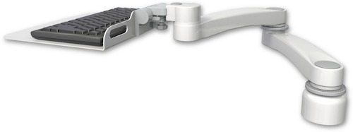 [KU12F-D1-A2] AccessMount™ 12" flat keyboard tray desk mount, a 1" riser, and a 20" double-arm