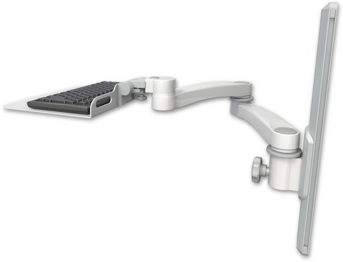 [KU12F-T19-A2] AccessMount™ 12" flat keyboard tray mount on a 19" wall track slider and a 20" double-arm