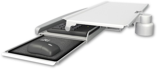 [KUS-D1] AccessMount™ Work surface tray and slide-out keyboard tray desk mount and a 1" riser