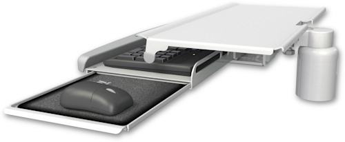[KUS-D3] AccessMount™ Work surface tray and slide-out keyboard tray desk mount and a 3" riser
