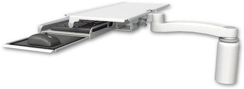 [KUS-D5-A1] AccessMount™ Work surface tray and slide-out keyboard tray desk mount, a 5" riser, and an 11" arm