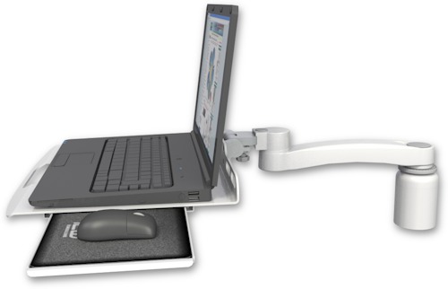 [LUS-D3-A1] AccessMount™ Laptop tray with slider desk mount, a 3" riser, and an 11" arm