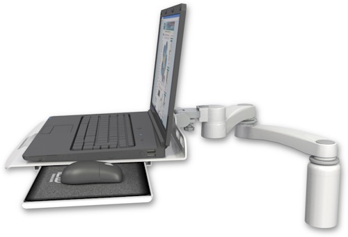 [LUS-D5-A2] AccessMount™ Laptop tray with slider desk mount, a 5" riser, and a 20" double-arm