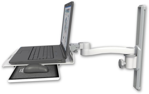 [LUS-T19-A1] AccessMount™ Laptop tray with slider mount on a 19" wall track slider and an 11" arm