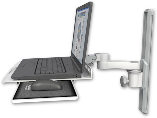 [LUS-T19-AS1] AccessMount™ Laptop tray with slider mount on a 19" wall track slider and an 6" arm