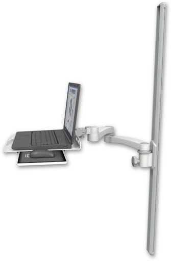 [LUS-T50-A2] AccessMount™ Laptop tray with slider mount on a 50" wall track slider and a 20" double-arm