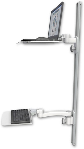 [LUS-T50D-KU12F-A1] AccessMount™ Laptop tray with slider mount on a 50" wall track, separate arms, a 12" flat keyboard tray, and an 11" arm