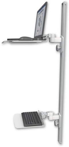 [LUS-T50D-KU12F] AccessMount™ Laptop tray with slider mount on a 50" wall track, separate arms, and a 12" flat keyboard tray