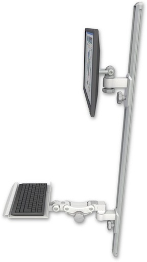 [EV65-T50D-KP12] AccessMount™ ErgoVision 65 LCD mount on a 50" wall track with separate arms and a 12" paralink keyboard tray