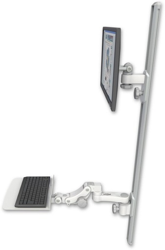 [EV65-T50D-KP12F-AS1] AccessMount™ ErgoVision 65 LCD mount on a 50" wall track with separate arms, a 12" flat paralink keyboard tray, and an 6" arm