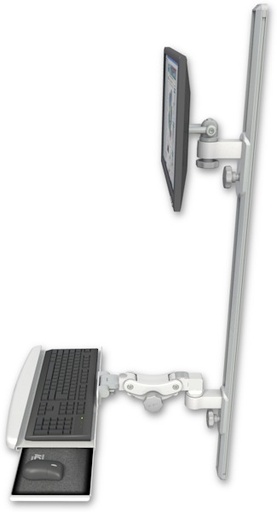 [EV65-T50D-KPB] AccessMount™ ErgoVision 65 LCD mount on a 50" wall track with separate arms and a paralink keyboard tray w/ wrist rest bend