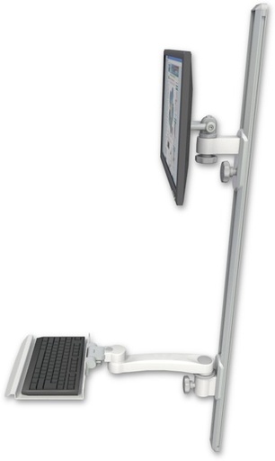 [EV65-T50D-KU12-A1] AccessMount™ ErgoVision 65 LCD mount on a 50" wall track with separate arms, a 12" keyboard tray, and an 11" arm