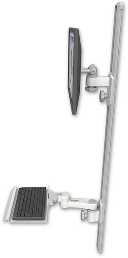 [EV65-T50D-KU12-AS1] AccessMount™ ErgoVision 65 LCD mount on a 50" wall track with separate arms, a 12" keyboard tray, and an 6" arm