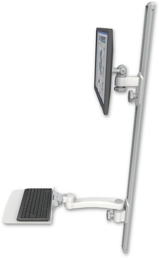 [EV65-T50D-KU12F-A1] AccessMount™ ErgoVision 65 LCD mount on a 50" wall track with separate arms, a 12" flat keyboard tray, and an 11" arm