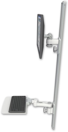 [EV65-T50D-KU12F-AS1] AccessMount™ ErgoVision 65 LCD mount on a 50" wall track with separate arms, a 12" flat keyboard tray, and an 6" arm