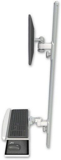 [EV65-T50D-KUB] AccessMount™ ErgoVision 65 LCD mount on a 50" wall track with separate arms and a wrist-rest keyboard tray