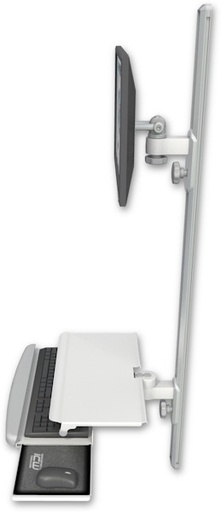 [EV65-T50D-KUS] AccessMount™ ErgoVision 65 LCD mount on a 50" wall track with separate arms and a work surface tray and slide-out keyboard tray