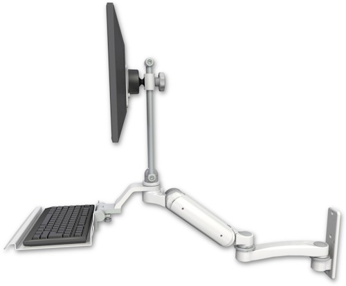 [UL180HEV7-W3-KU12-A1] AccessMount™ Ultra 180 Heavy Duty Arm with EV710 monitor mount wall mount, a 12" keyboard tray, and an 11" arm