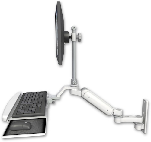 [UL180HEV7-W3-KUB-AS1] AccessMount™ Ultra 180 Heavy Duty Arm with EV710 monitor mount wall mount, a wrist-rest keyboard tray, and an 6" arm