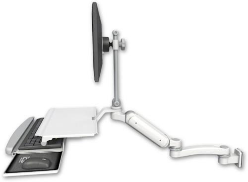 [UL180HEV7-W5-KUS-A1] AccessMount™ Ultra 180 Heavy Duty Arm with EV710 monitor mount 3.5" wall mount, a work surface tray and slide-out keyboard tray, and an 11" arm