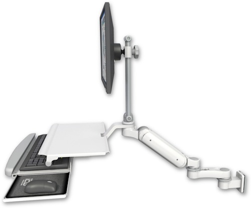 [UL180HEV7-W5-KUS-AS1] AccessMount™ Ultra 180 Heavy Duty Arm with EV710 monitor mount 3.5" wall mount, a work surface tray and slide-out keyboard tray, and an 6" arm