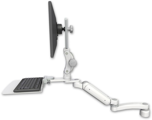 [UL180HP-D1-KD12F-A1] AccessMount™ Ultra 180 Heavy Duty Arm with Paralink monitor mount desk mount, a 1" riser, a 12" flat keyboard tray, and an 11" arm