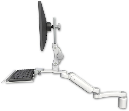 [UL180HP-D3-KD12-A1] AccessMount™ Ultra 180 Heavy Duty Arm with Paralink monitor mount desk mount, a 3" riser, a 12" keyboard tray, and an 11" arm